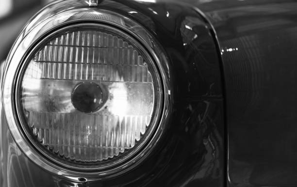 istock Vintage round car headlight 1180218653