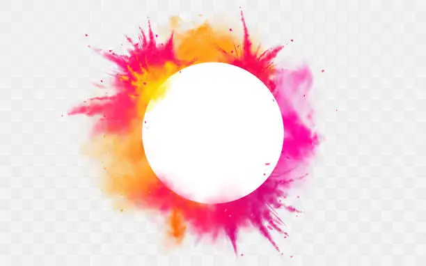 Vector illustration of Color splash Holi powder paints round dye border