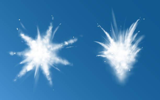 ilustraciones, imágenes clip art, dibujos animados e iconos de stock de polvo de nieve blanco explosión set superior y vista lateral - snowball