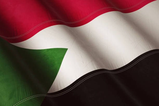 istock 3d rendered illustration realistic cloth wavy surface flag of Sudan Flag 4K Background 1180221443