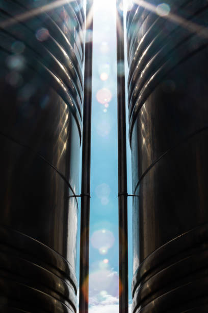 istock flare between wine inox tank reflection of light 1180222321
