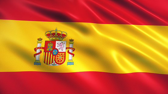 3d render Spanish Flag (Close-up)