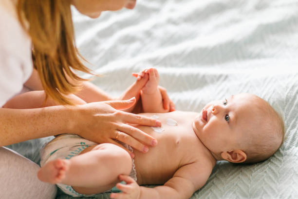 Baby skin care with cream
