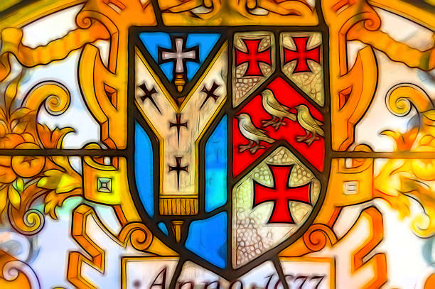 istock Amazing stained glass window in Cambridge University Chapels, digital Artwork 1180227693