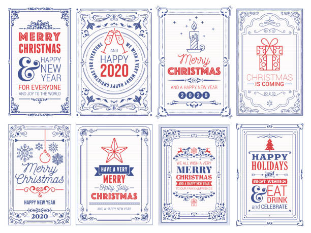 ozdobne świąteczne kartki świąteczne ilustracja stockowa - maszynopis ilustracje stock illustrations