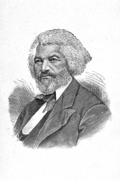 Portrait of Frederick Douglass Vintage portrait of Frederick Douglass (1818-1895), an American social reformer, abolitionist, orator, writer, and statesman. After escaping from slavery in Maryland in 1838, he became a national leader of the abolitionist movement in Massachusetts and New York. emancipation proclamation stock illustrations