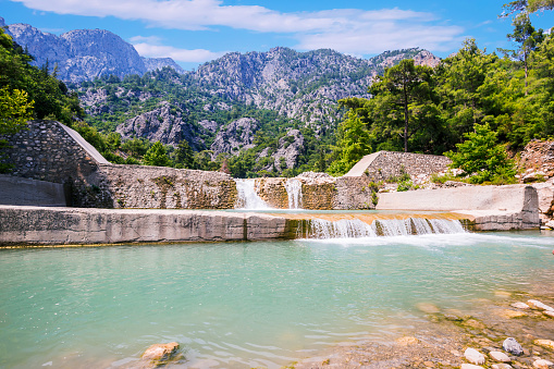 Beautiful waterfall in Gorge Kesme Bogaz, Kemer, Turkey