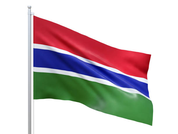 Arrow with flag of gambia, isolated on white. 3D illustration