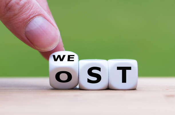 istock Hand turns a dice and changes the German word 