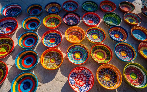 Clay pottery colorful typical from Spain