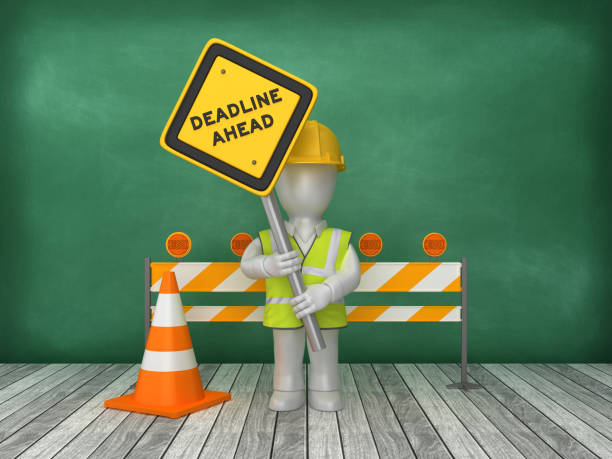 istock DEADLINE AHEAD Road Sign Construction Site on Chalkboard Background - 3D Rendering 1180235976