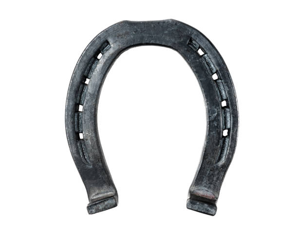 nuovo ferro di ferro su bianco - horseshoe foto e immagini stock