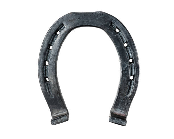 new iron horseshoe on white stock photo