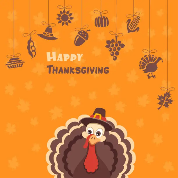 Vector illustration of Turkey Pilgrim on Thanksgiving Day Design