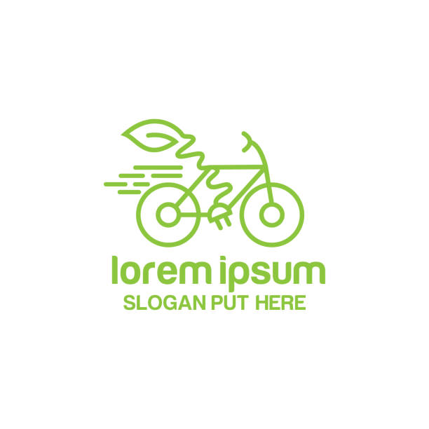 illustrazioni stock, clip art, cartoni animati e icone di tendenza di modello di design del logo e-bike verde - bicicletta elettrica