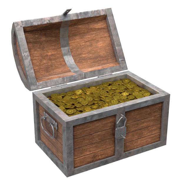 istock Treasure chest with padlock and coins 1180238091