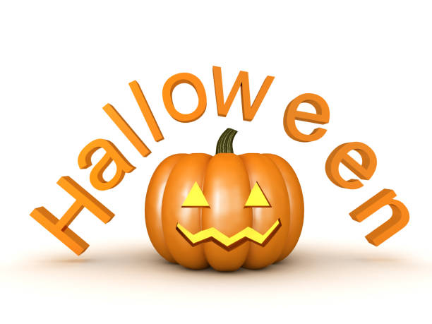 istock 3D Jack o lantern pumpkin with halloween text around it 1180239165