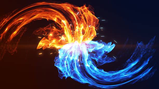 ilustrações de stock, clip art, desenhos animados e ícones de fire and ice - abstract blue flame backgrounds