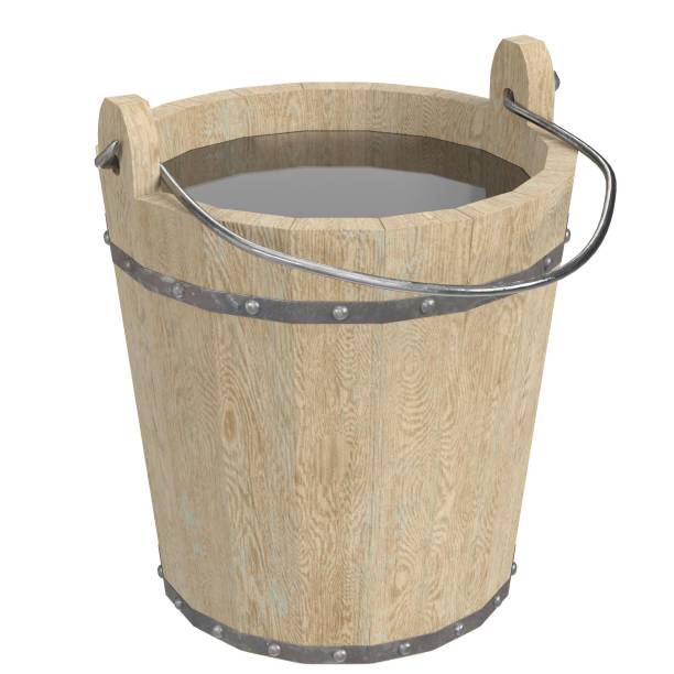 3D rendering illustration of a wooden bucket
