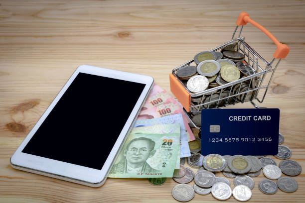 istock Thai silver coins are stacked Business concept 1180245841