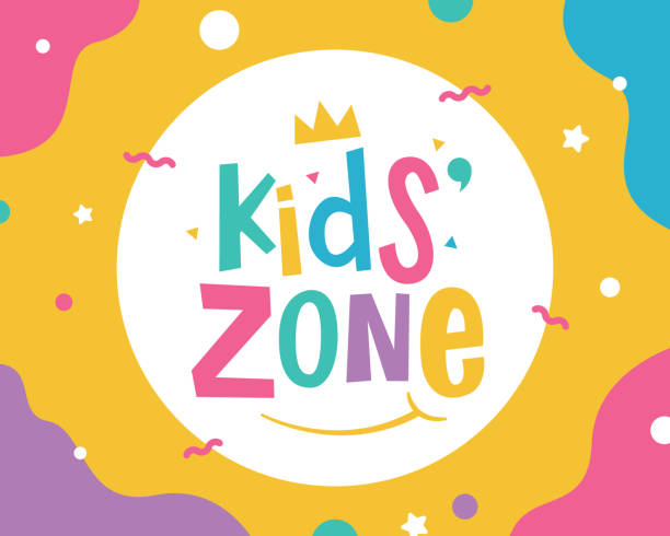 stockillustraties, clipart, cartoons en iconen met kids zone banner sjabloon - amusement park