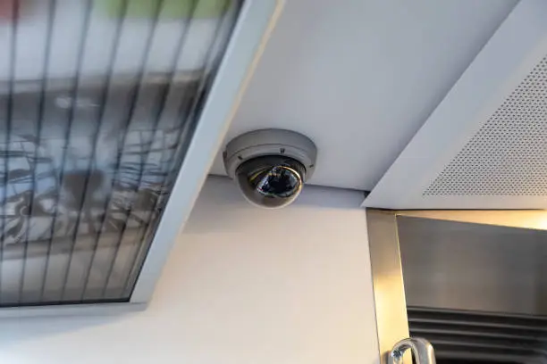 Ball surveillance camera on the wall