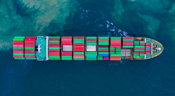 istock Cargo containers ship logistics transportation Container Ship Vessel Cargo Carrier. import export logistic international export and import services export products worldwide 1180249394
