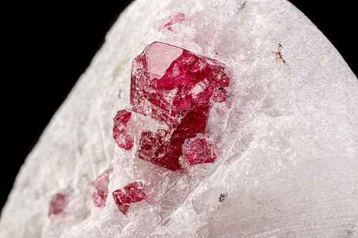 macro mineral stone spinel black background close-up