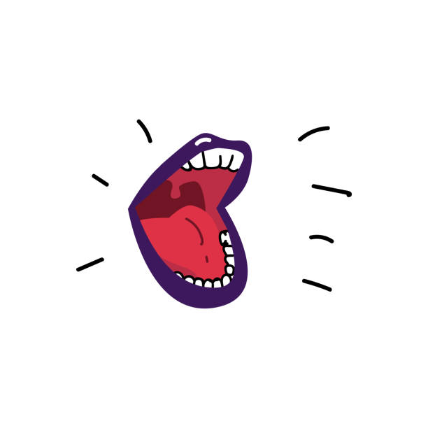 ベクトルフラット女性の口を開く叫び、歌う - human mouth mouth open shouting screaming点のイラスト素材／クリップアート素材／マンガ素材／アイコン素材