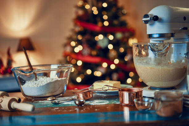 istock Preparing Christmas Cookies in Decorated Home Atmosphere 1180258562