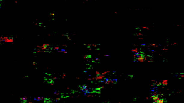 istock Retro futuristic video signal damage with dead pixels, noise and interference. 1180259114