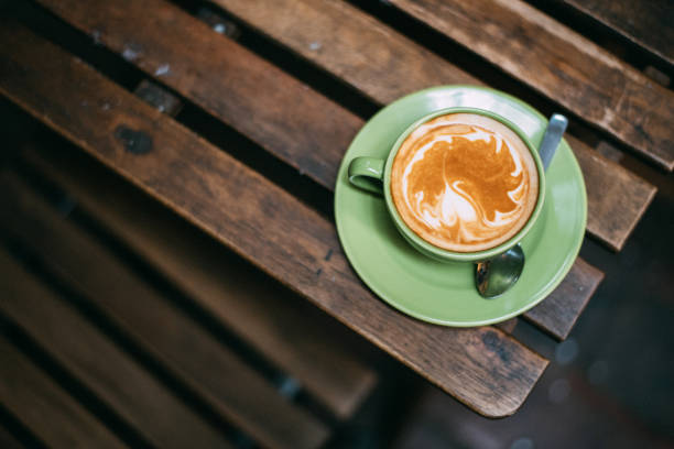 Cup of hot latte coffee
