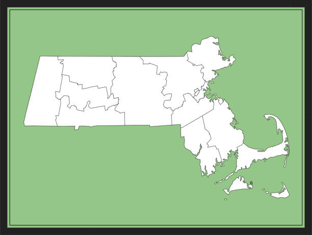 매사추세츠 카운티 지도 인쇄 가능 - massachusetts map cartography nantucket stock illustrations