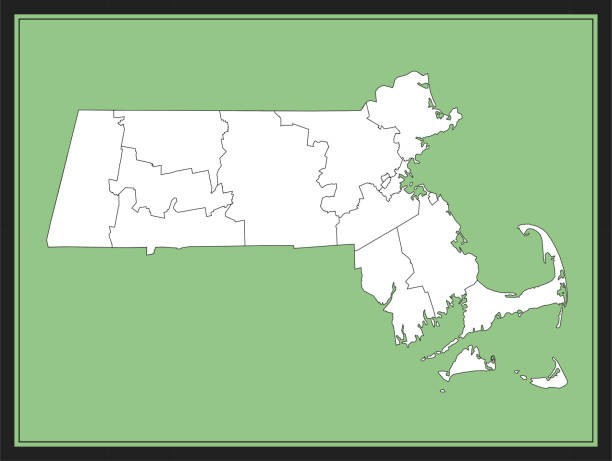 массачусетс уездах карта печати - massachusetts map cartography nantucket stock illustrations