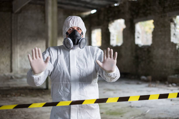 istock Emergency situations specialist shows stop signal with his hands. 1180270151
