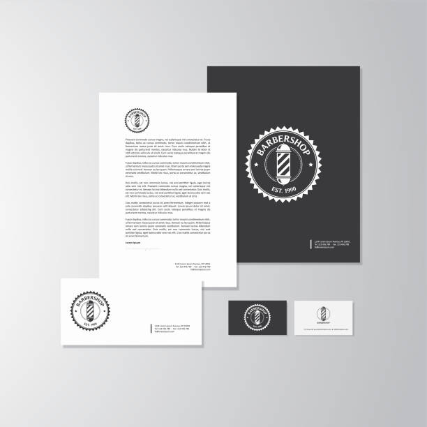 Barbershop theme logo and branding vector illustration