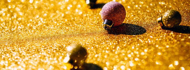 istock Christmas composition with golden decoration 1180270916