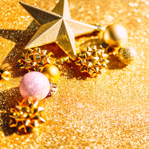 istock Christmas composition with golden decoration 1180272255