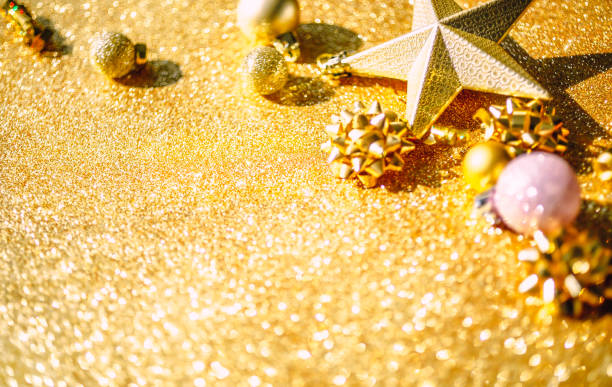 istock Christmas composition with golden decoration 1180272304