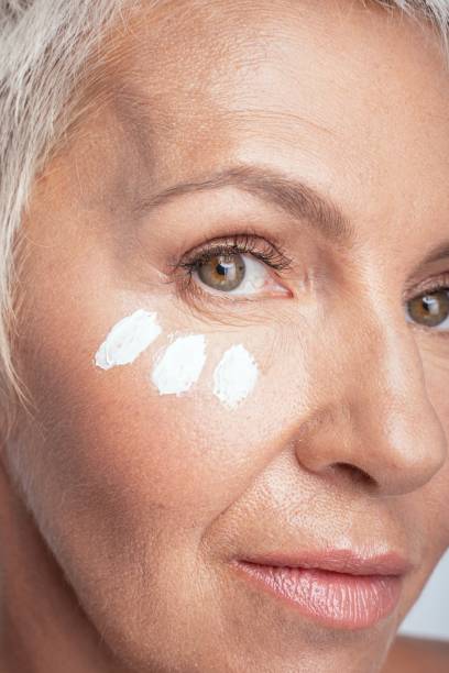 istock Close up of female face that demonstrating foundation 1180277712