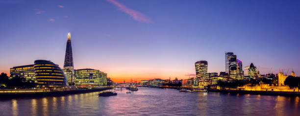 panorama de londres le shard et la ville de londres crépuscule - tower 42 photos et images de collection