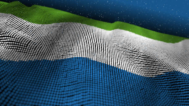 istock 3D illustration Abstract Glowing Particle Wavy surface with Sierra Leone flag texture 8K Background 1180278166