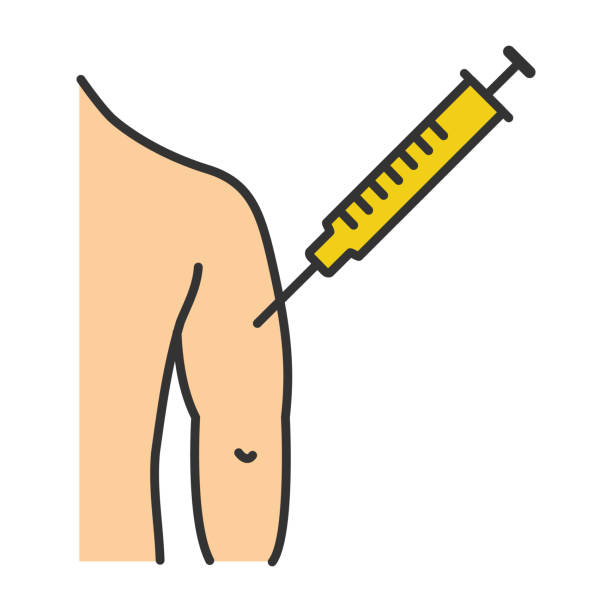 Ilustración de Inyección En El Icono De Color Del Brazo Del Hombre y más  Vectores Libres de Derechos de Vacunación - iStock