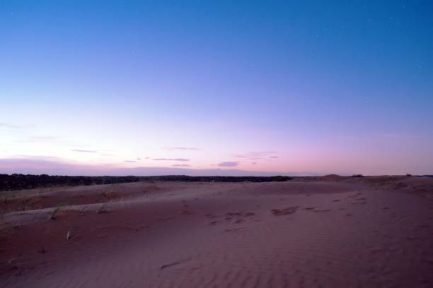 istock Purple sand dunes in the desert at nightfall. 1180280711