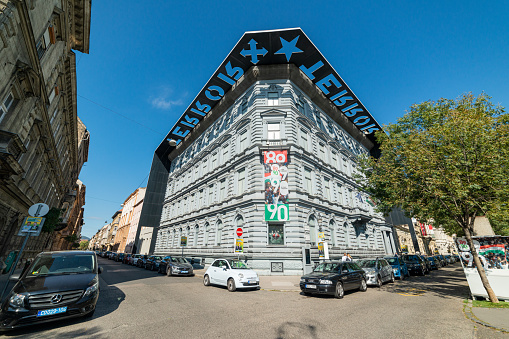 Budapest, Hungary - October 01, 2019: House of Terror is a museum located at Andrássy út 60 in Budapest, Hungary. It contains exhibits related to the fascist and communist regimes in 20th-century.