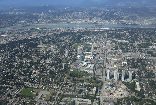Aerial View of Surrey's Saint Helen's Park neighbourhood. Surrey is a suburb in Metro Vancouver.