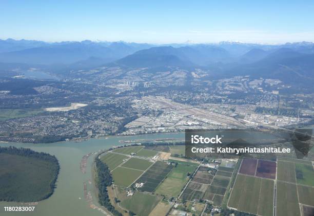 Aerial View Of Pitt River And Fraser River British Columbia Stock Photo - Download Image Now