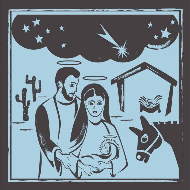 ilustrações de stock, clip art, desenhos animados e ícones de nativity scene vector - joseph