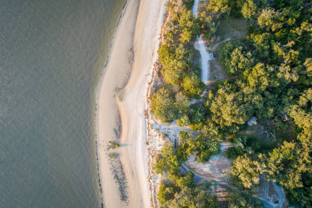 widok na głowę plaży jekyll island - jekyll island zdjęcia i obrazy z banku zdjęć