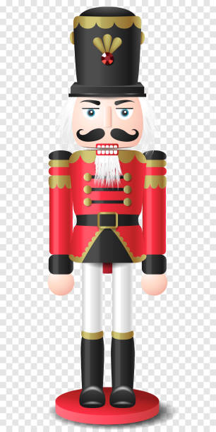 Christmas vintage retro wooden nutcracker toy vector isolated on transparent background Christmas vintage retro wooden nutcracker toy vector isolated on transparent background toy soldier stock illustrations